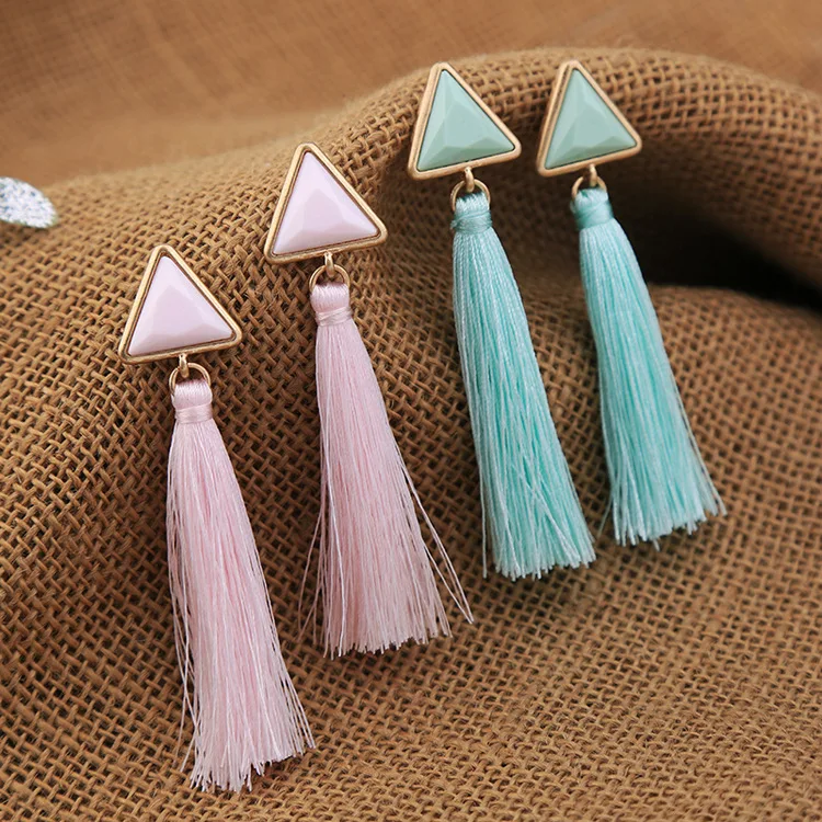 AB-ed00622b/TRACYSGER/ female geometric triangle tassel earrings | Украшения и аксессуары