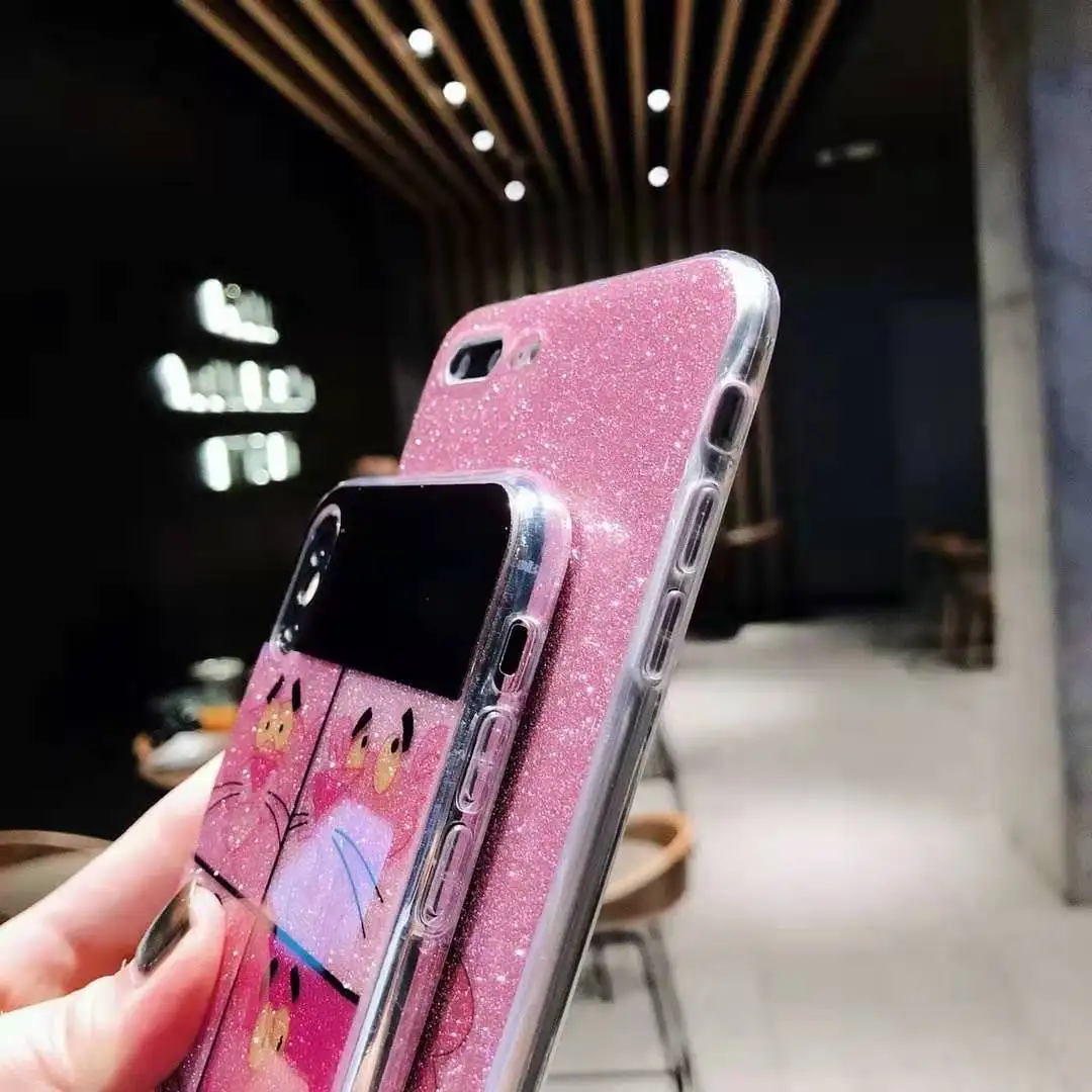 Для iPhone XS Max Розовая пантера Блестящий блестящий чехол для телефона для iPhone X XR 8 7 Plus 6S блестящая оболочка крышка Капа Coque