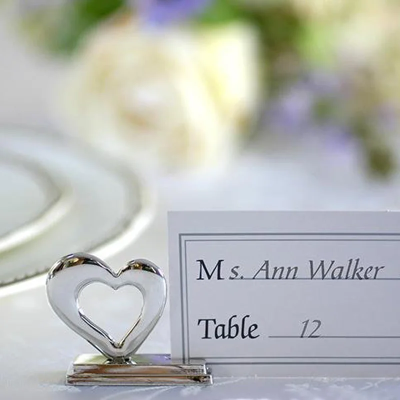 

FACTORY DIRECTLY SALE Wedding favor "Playful Hearts" Silver Place Card Holders with Matching Place Card 100PCS/LOT FREE SHIPPING