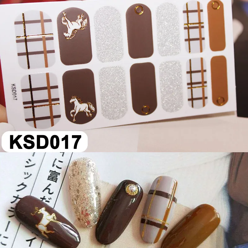 KSD017 14 шт/лист бронзовые блестящие наклейки для ногтей 3D DIY украшения для ногтей- MS - Цвет: KSD017