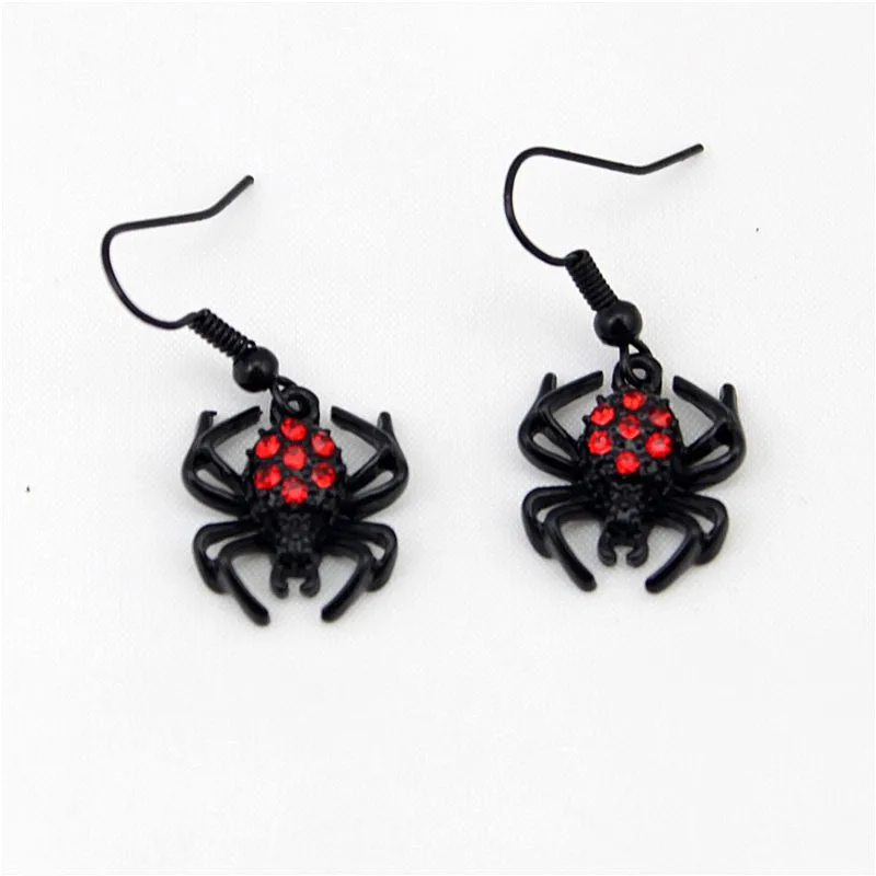 Black Charm Necklace Earring Jewelry Set Women Retro Halloween Spider Web Statement Chokers Ladies Accessories | Украшения и