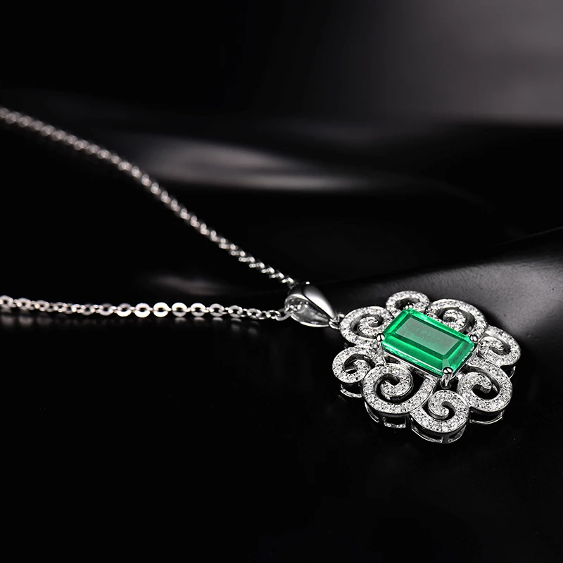 LOVERJEWELRY Колумбии изумрудное ожерелье с подвеской натуральным бриллиантом 14Kt
