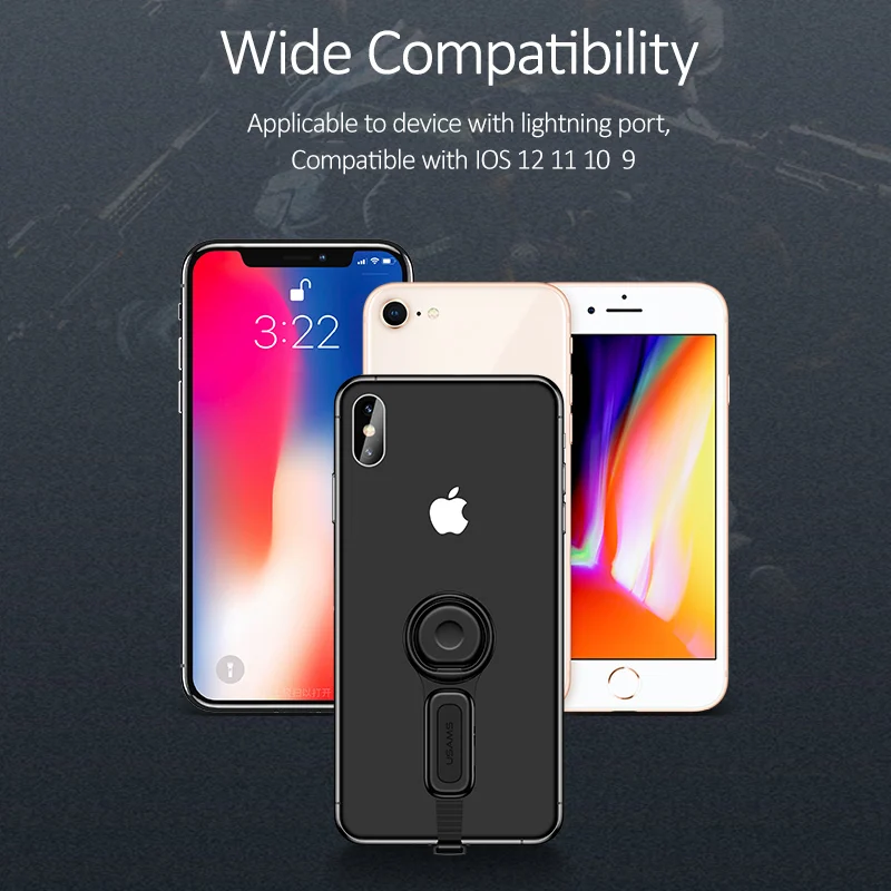 3 в 1 OTG адаптер для iphone X XS USAMS конвертер наушники 5 мм аудио и кольцо держатель usb