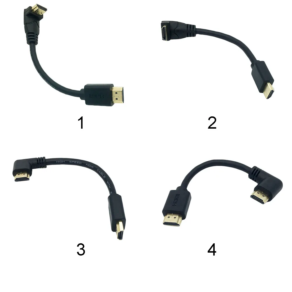 Черный 15 см короткий HDMI штекер 90 ° угловой кабель для 4k tv HD tv| |