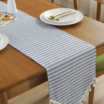 blue stripes Декоративная скатерть в красно-белую полоску для свадебного зала, коридора, семейная скатерть, качественная Рождественская скатерть - Цвет: blue stripes