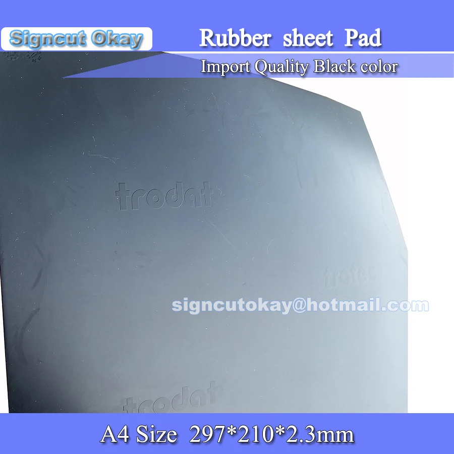 

2Pcs/lot Import quality Rubber Sheet With Trodat Logo Black Color A4 297*220*2.3mm For Co2 Laser Engraver Machine