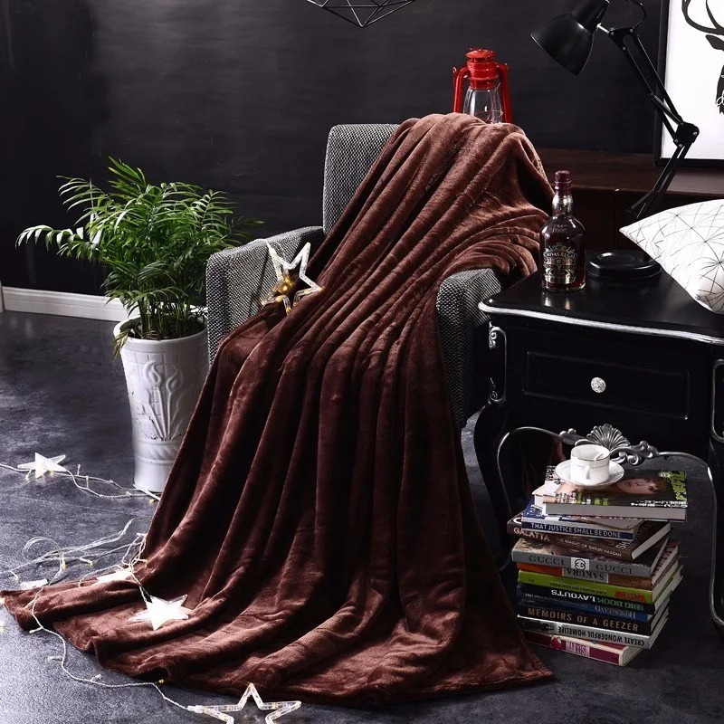 Однотонный однотонный плюшевый демисезонный плед теплый диван кровать для