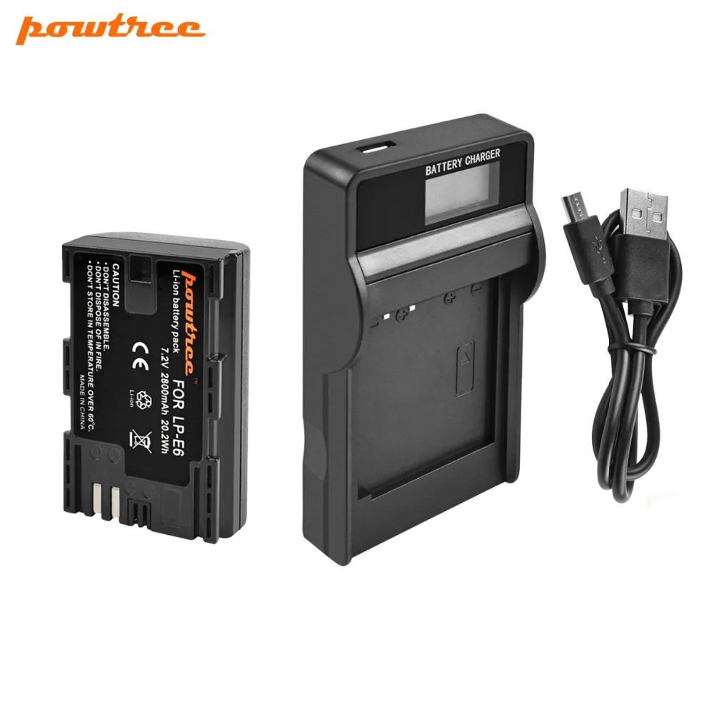 Зарядное устройство Powtree для Canon 7 2 в 2800 мАч LPE6 LP E6 EOS 5D Mark II 5DS 6D 60D 7D 70D 80D|Цифровые