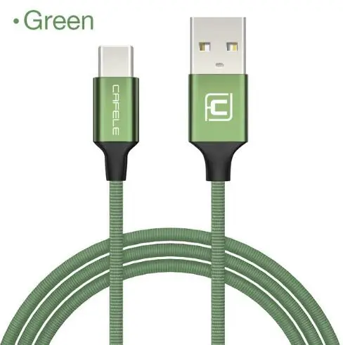 Green Cafele Тип USB c зарядный кабель для передачи данных Тип-C USB кабель для Xiaomi MI5S Mi6 One Plus 3 т 5 Huawei P9 Nexus 5X Meizu USB-C кабель - Цвет: Green