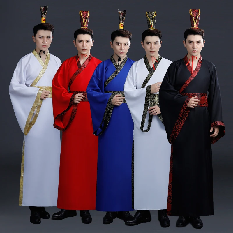 

Ancient Chinese Costume Stage Performance Outfit Dynasty Hanfu Satin Robe Chinese Traditional Chinese Clothing For Men DN2129