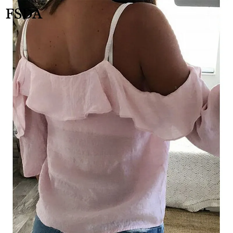 Женский топ с рюшами FSDA розовый/черный на бретельках треугольным вырезом и