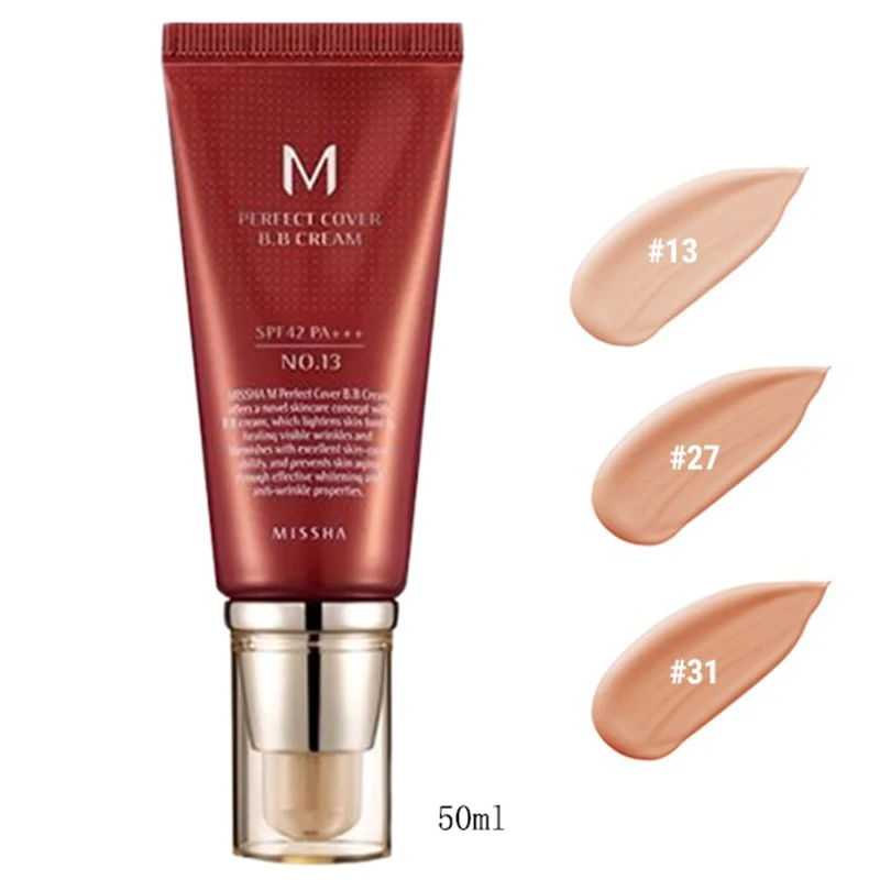 Лучшая корейская косметика MISSHA M Perfect Cover BB Cream 50 мл SPF42 PA +++ (№ 13 № 27 31) тональный