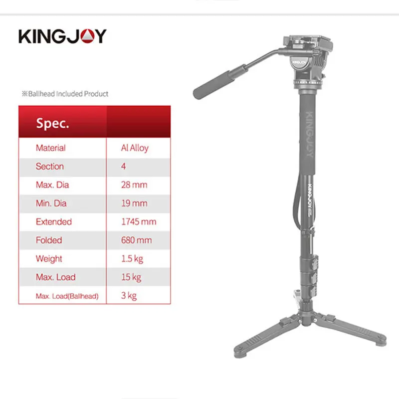 Kingjoy MP208F набор профессиональный монопод набор Dslr для всех моделей камеры штатив Стенд Para Movil Гибкий штатив для SLR DSLR