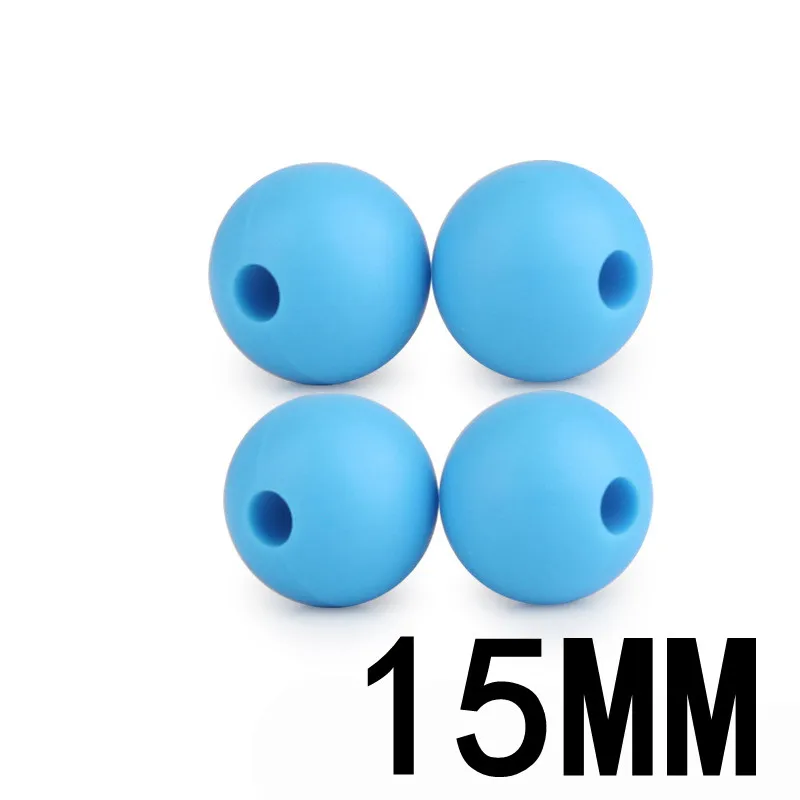 blue07 50 шт. Силиконовые Прорезыватели для зубов, 15 мм, цветной детский прорезыватель, стоматологический шарик, безопасная детская Прорезывание Зубов, Diy ожерелье для мамы - Цвет: blue07