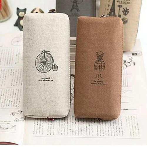 

SANWOOD Retro Canvas Makeup Bag Cosmetic Travel Organizer Coin Pouch Zipper Bag Purse with Pencil Pen Case maleta de maquiagem