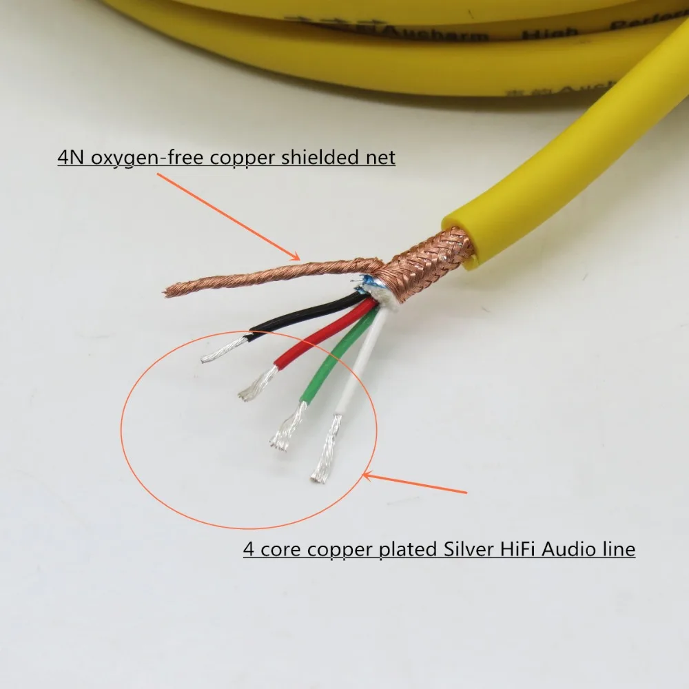 4 ядра USB Высокая производительность HIFI сигнальная линия 4N OFC бескислородная медь экранированная сеть+ фольга медное покрытие серебряный провод аудио линия