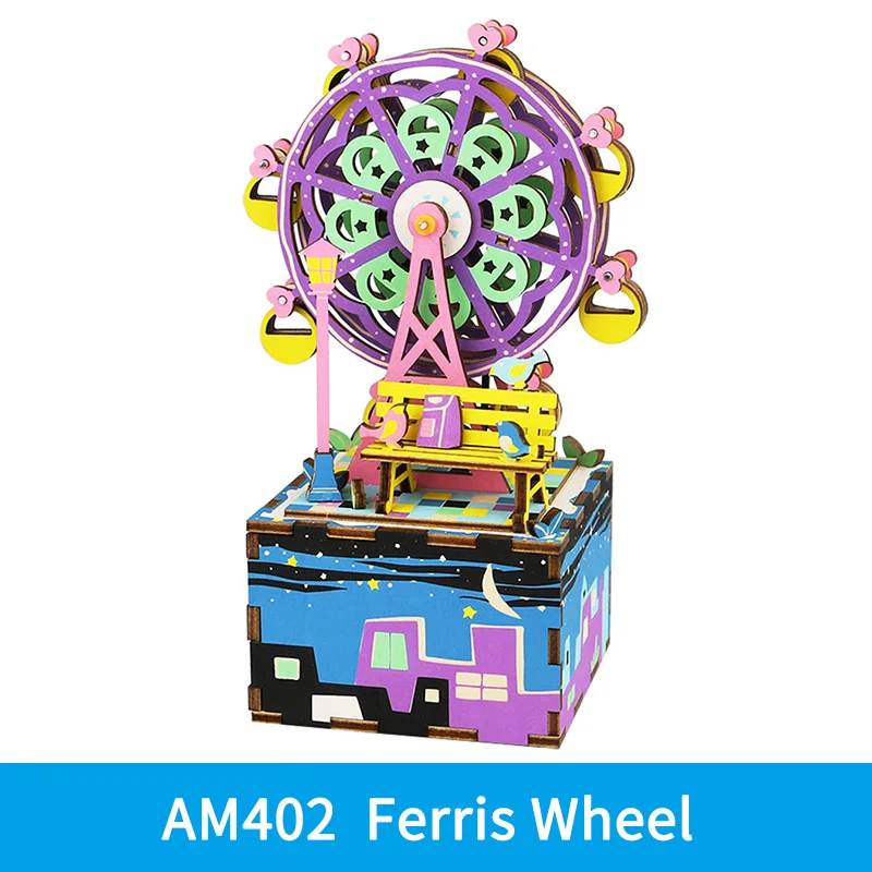 AM402 Robotime музыкальная шкатулка DIY 3D деревянная головоломка музыкальные игрушки сборка модели строительные наборы игрушки для детей взрослому подарок на день рождения - Цвет: AM402