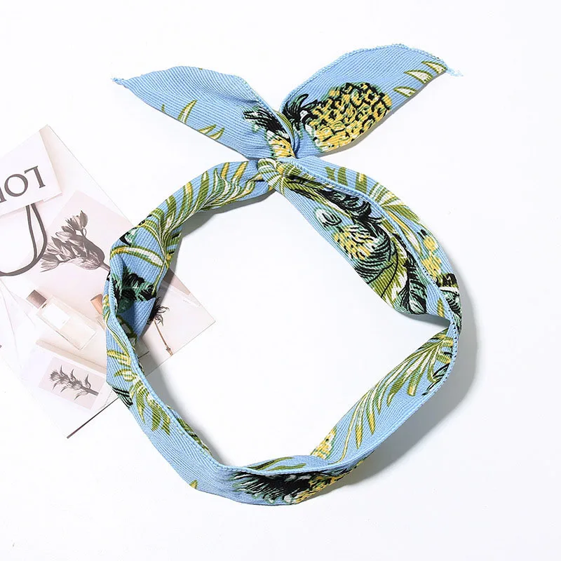 

Fashion Summer 1PC Cute Women Elastic Stretch Print Hair Band Rabbit Ears Bow Style Headband Girls Headwear Hair Accessories