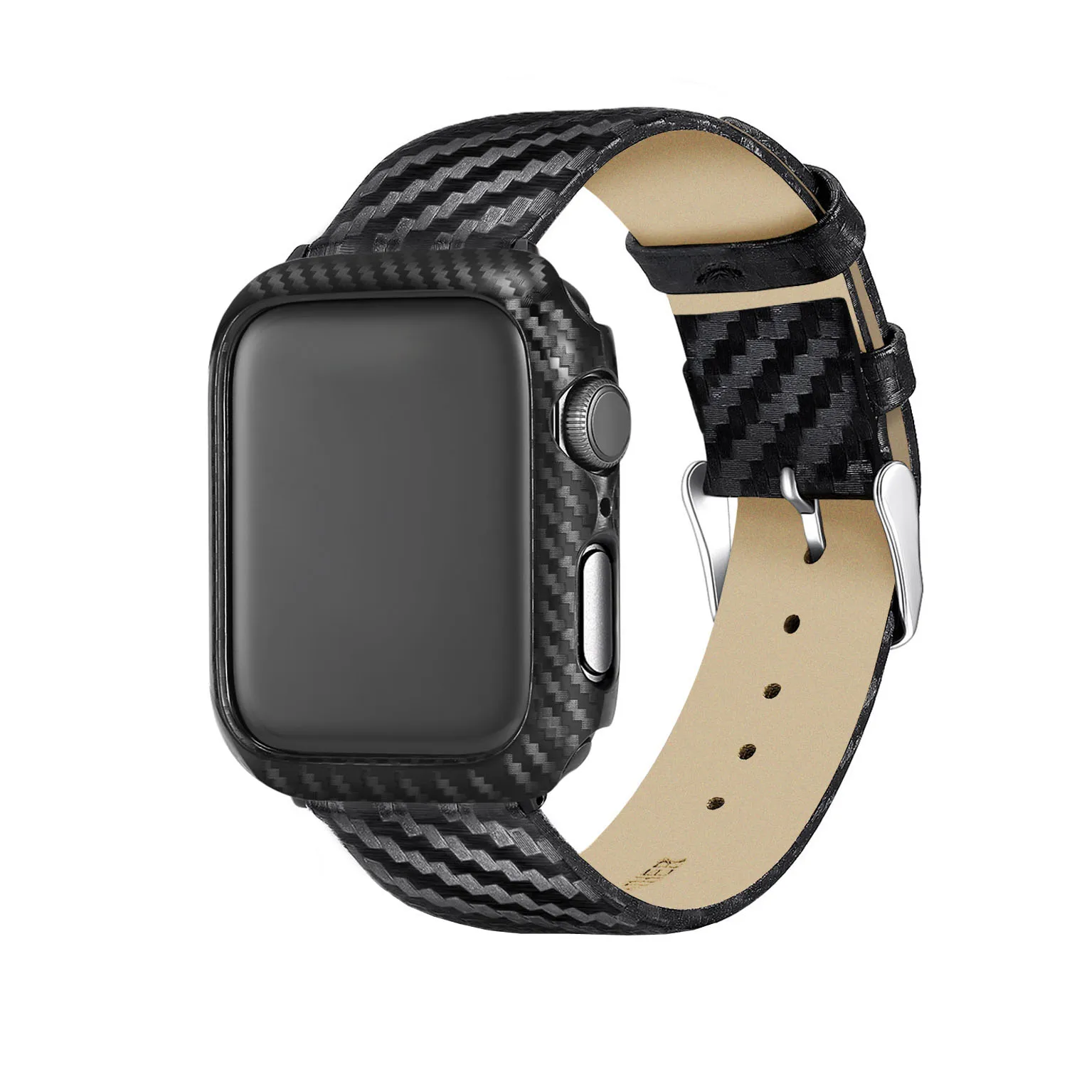 Черный карбоновый защитный чехол для Apple Watch Bands 42 мм 44 38 40 чехлы часов бампер iWatch