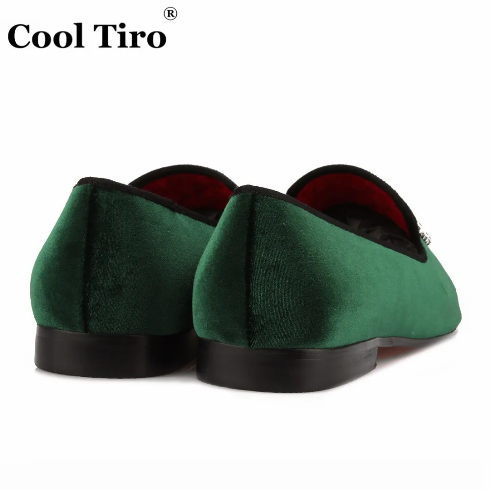 COOL TIRO/Новые Зеленые мужские модные бархатные Лоферы без шнуровки на плоской