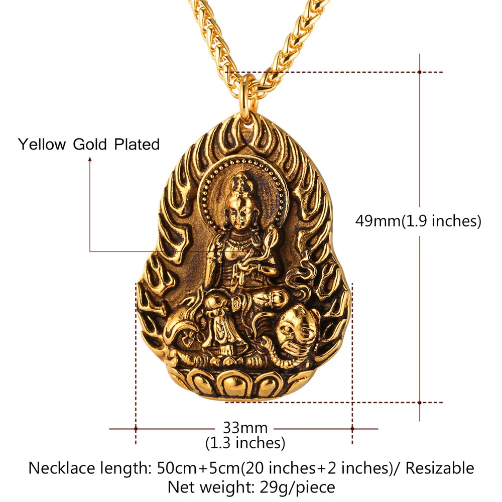 Золотой цвет/ожерелье из нержавеющей стали avalokitesvara для мужчин/женщин оптовая