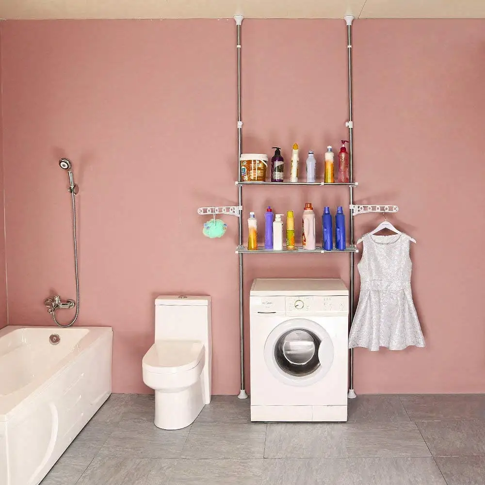 Напольная стойка для ванной комнаты Двухуровневая полка хранения на