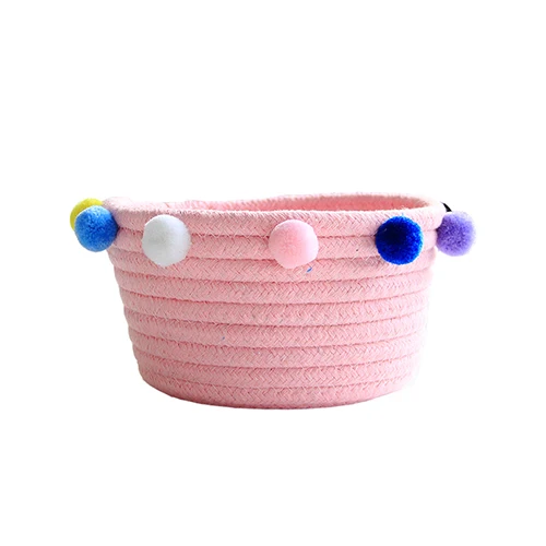 Pink Складные корзины для хранения с хлопковой нитью, круглая ткань для одежды, детские игрушки, органайзер для мелочей, корзина для живота, аксессуары и принадлежности для дома - Цвет: Pink