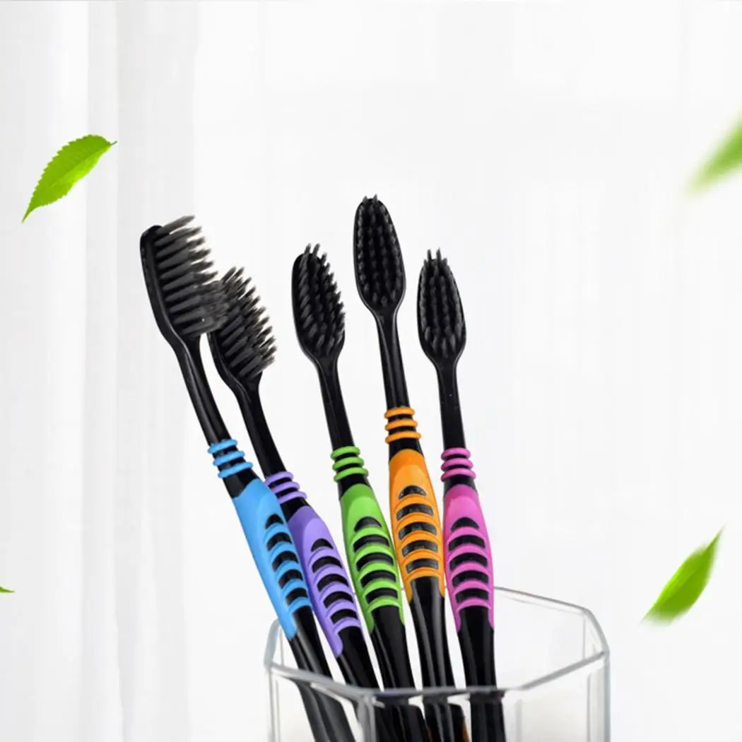 10 шт Мягкая Щетинная зубная щетка двойной Ультрамягкая бамбук древесный уголь