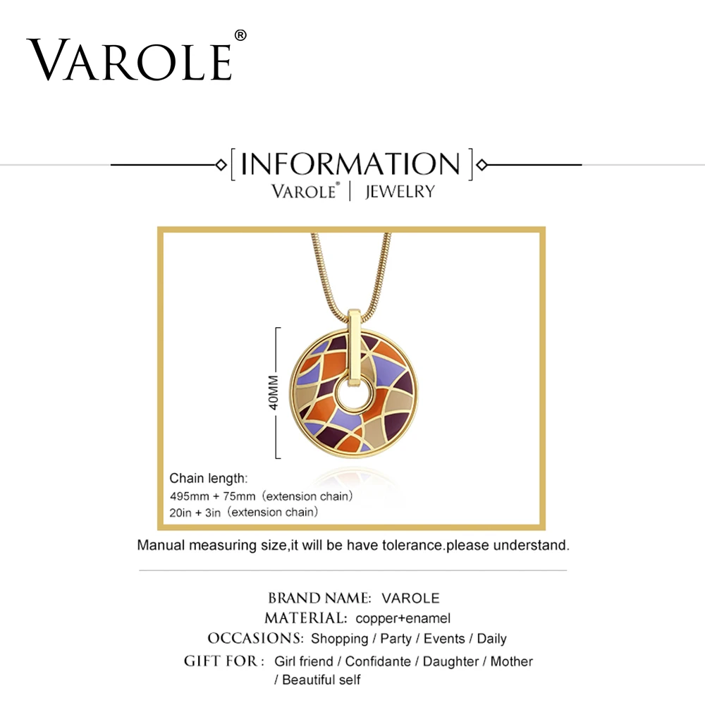 Varole Grid Art Design Enamel Necklace &amp Pendant Angel Bohemia Classic Pendants for Women Jewelry Snake Chain Necklaces | Украшения и