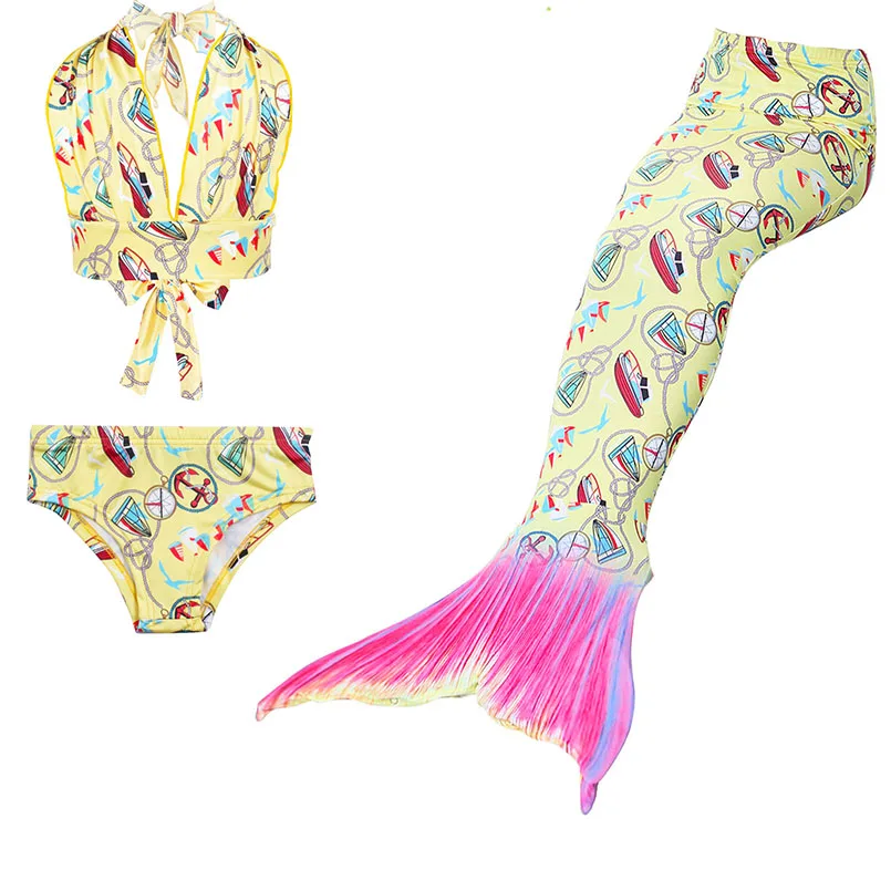 Детский купальник с хвостом Русалочки 3 шт. костюм для косплея бикини винтажный