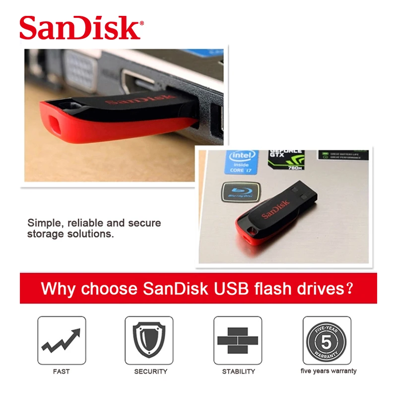 SanDisk CZ50 usb флэш-накопитель Флешка 16 ГБ 32 ГБ 64 ГБ 128 Гб карта памяти Металлический накопитель usb 2,0 флэш-диск