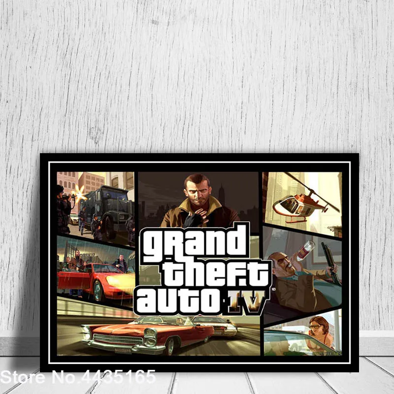 Grand Theft Auto V плакат видео игры GTA 5 сексуальные плакаты пляж и принты Холст Живопись стены Искусство украшение комнаты домашний декор - Цвет: Черный