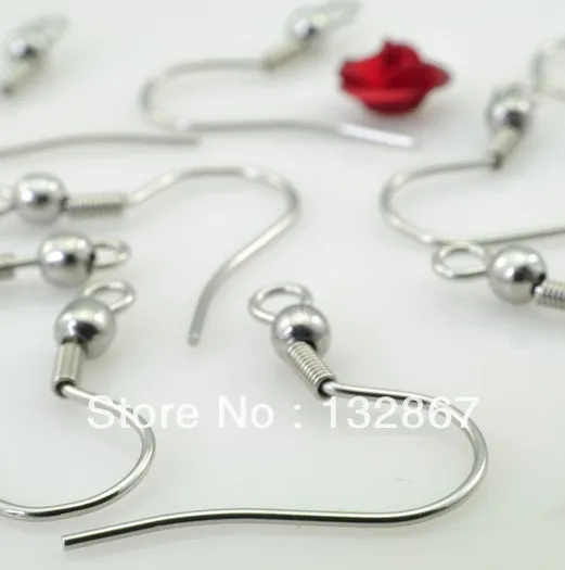 Fate Love 400pcs Surgical Stainless Steel Ear Wires Hooks ~with Bead + Coil ~ Earring Findings 21mm tall 3mm beads | Украшения и