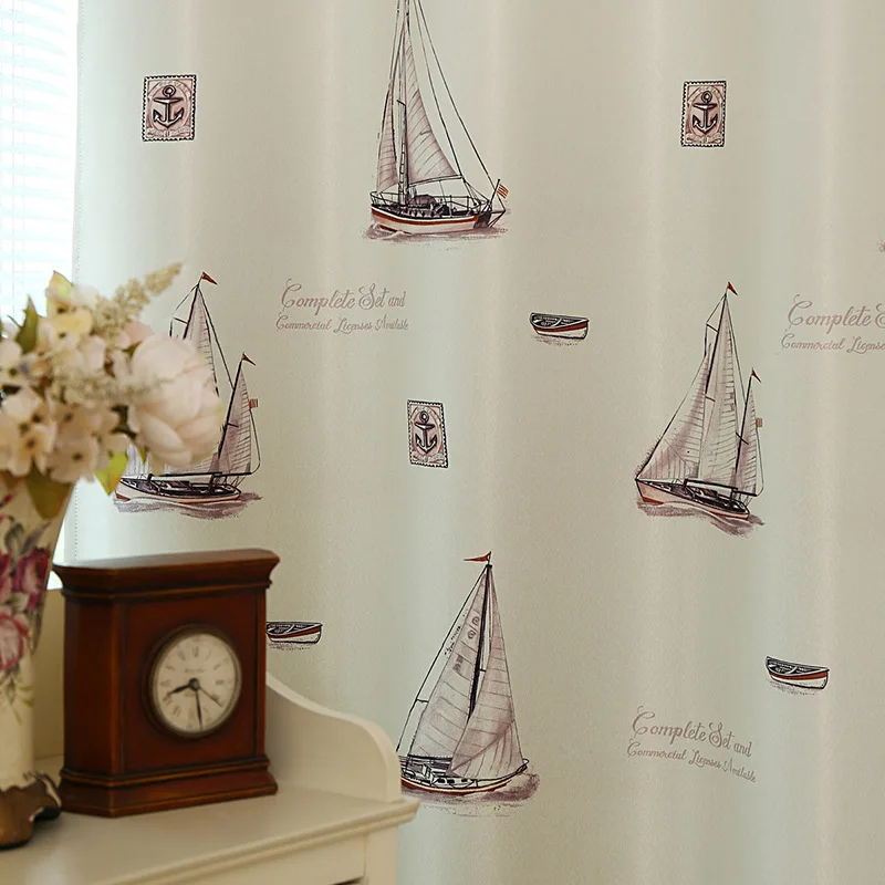 Мультяшная детская спальня маленький Парусник занавеска тент Печать