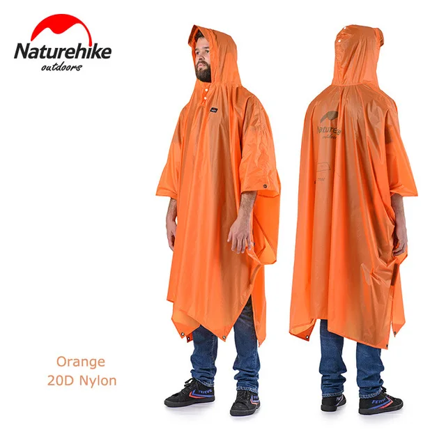 Orange 20D Material Naturehike уличные многофункциональные складные дождевые пончо для взрослых с капюшоном дождевик для тематического парка Пешие прогулки Кемпинг Рыбалка Путешествия - Цвет: Orange 20D Material