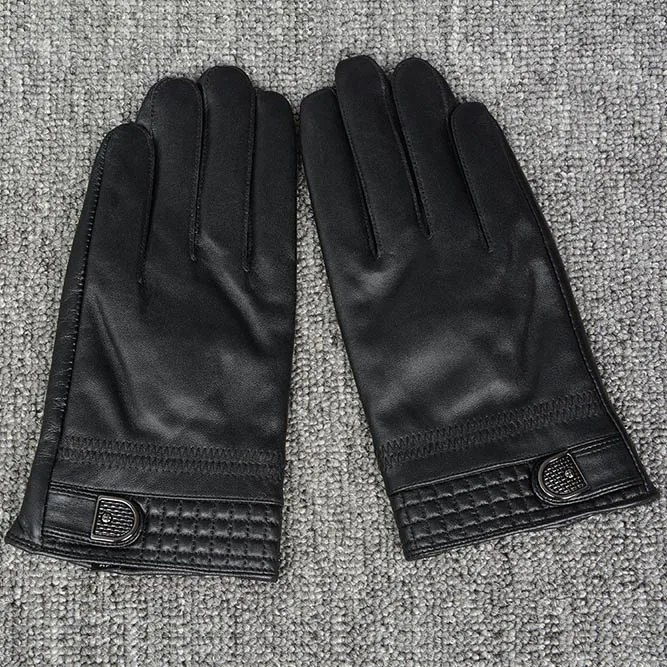 Jancoco Max перчатки из натуральной овечьей кожи для мужчин зимние спортивные черные варежки с сенсорным экраном Новое поступление S2053 - Цвет: Black