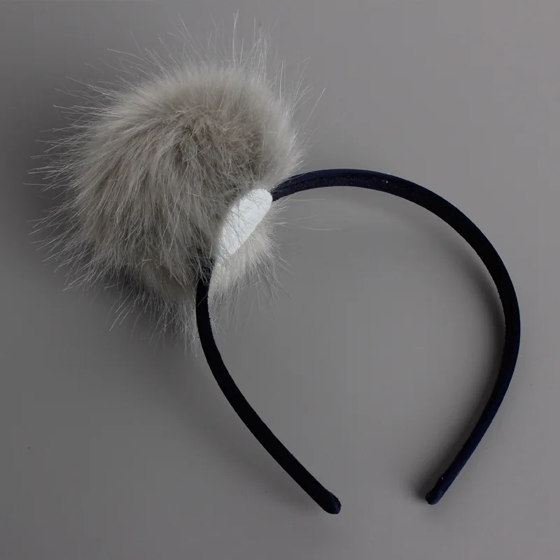 #61108 искусственный кроличьи меховые шарики ободок Розовая Повязка На Голову