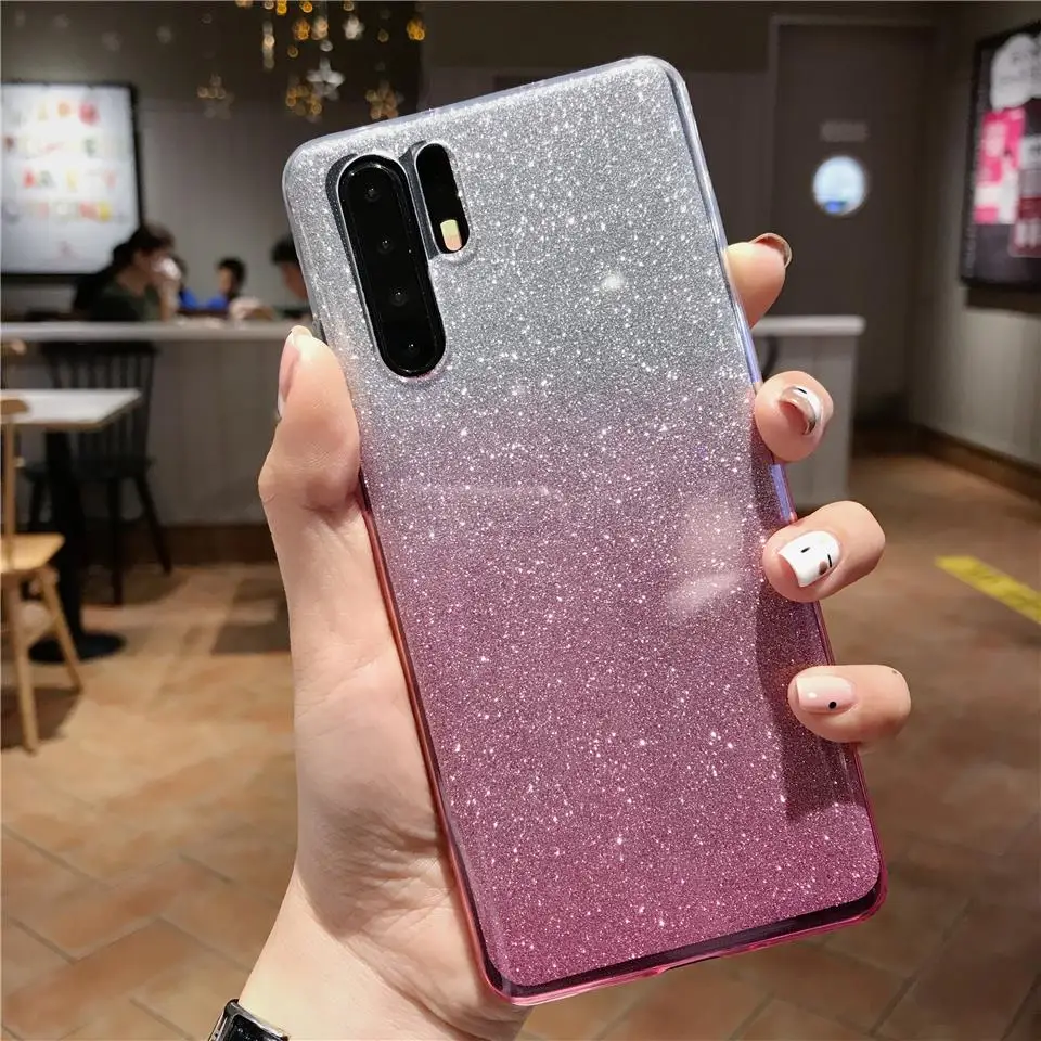 Gradient Glitter Silicone Case For Huawei P30 Pro P20 Lite Mate 20 30 Y6 Y7 Y9 2018 2019 Honor 10i 8A 7A 8X 7X 10 9 8 TPU Cover |