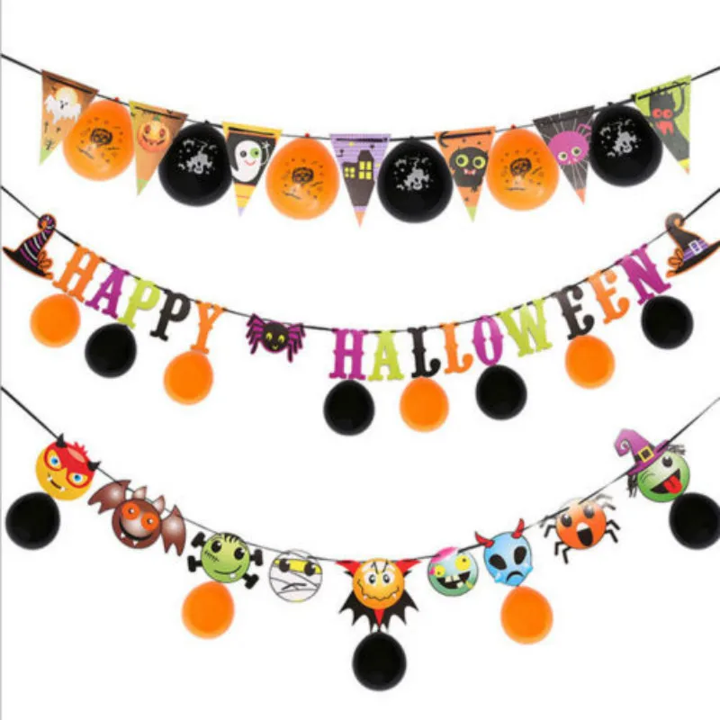 Happy Halloween Бумага овсянка тыква летучая мышь кошка Баннер Вымпел гирлянды вечерние