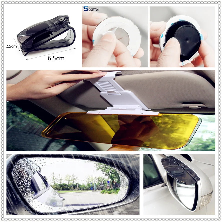 Автомобильные солнечные зеркальные солнцезащитные очки дождевой зажим для