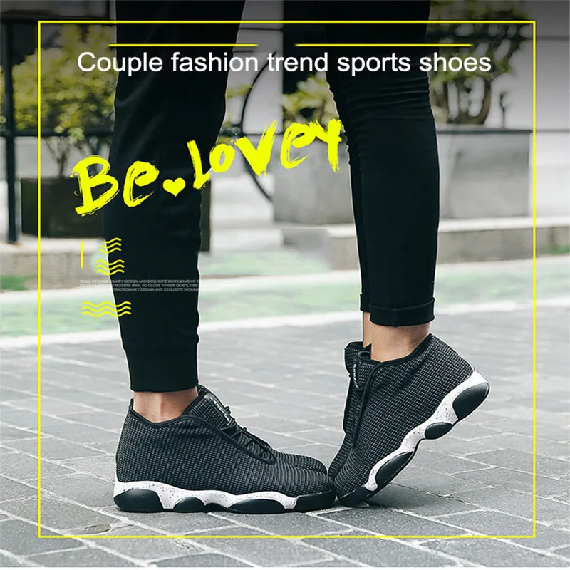 2018 hot couple fashion sneakers casual shoes lace comfort knitted mesh men black gray wine red plus size 36-45 | Обувь