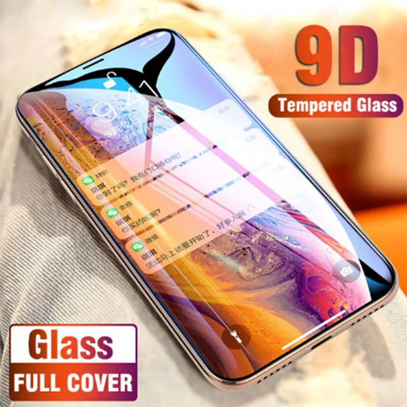 Закаленное стекло 9D для iPhone XS MAX 6 7 8 plus XR SX iph aiphone xmax пленка защиты экрана от тряски