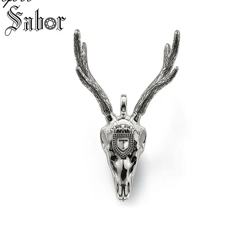 Antlers Кулон бык Череп Буйвола, новинка, модное ювелирное изделие, 925 пробы, серебро, кубический цирконий, подарок для женщин, подходит для ожерелья thomas - Окраска металла: Antlers