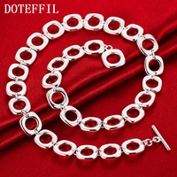 doteffil 925 sterling silver 20 inches square round chain necklace for women charm wedding engagement party fashion jewelry