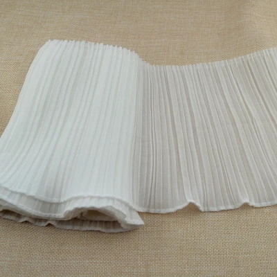 3 ярда/лот черный белый цвет кружевной отделкой гофрированное платье из