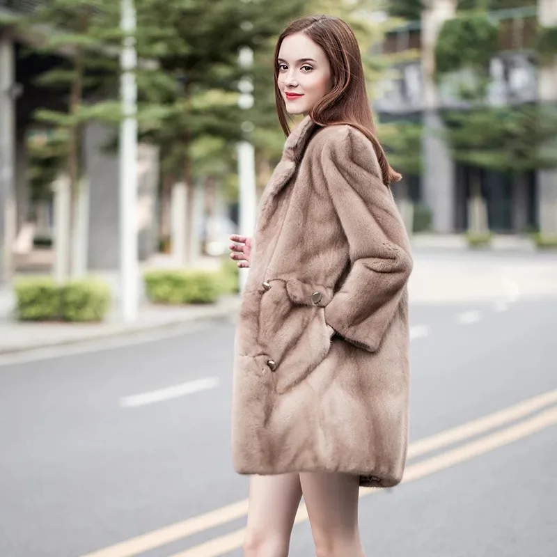 2021 брендовая роскошная женская куртка из натурального меха норки длинный стиль с