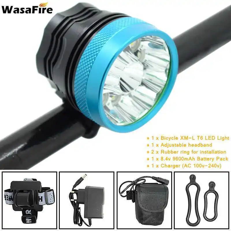 Bike Light 20000 lumens Waterproof Headlamp 12 x XML T6 LED Bicycle Cycling Head Light+ 9600mah 18650 Battery Pack + Charger|18650 battery pack