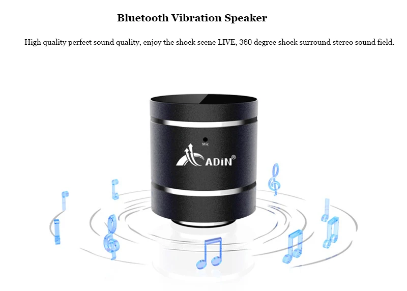 ADIN мини металлический 10 Вт Bluetooth вибрирующий динамик Громкая связь звонки NFC HIFI беспроводной сабвуфер 360 стерео бас телефон акустическая система для ПК