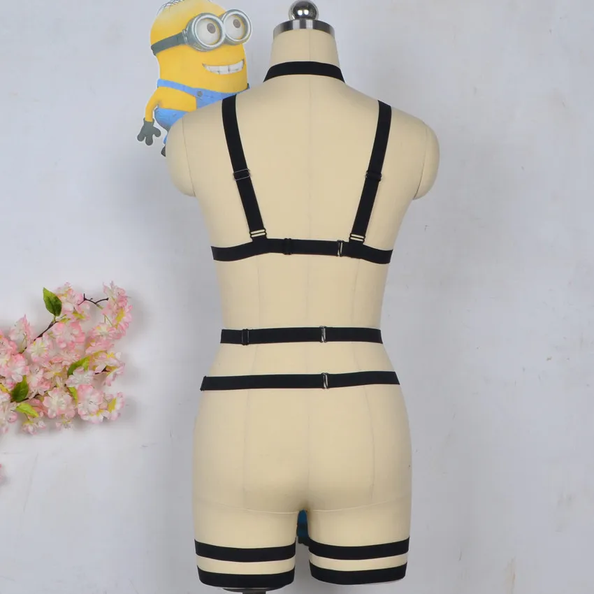 Черный женский бюстгальтер в стиле Харадзюку Пастельная готика пояс для