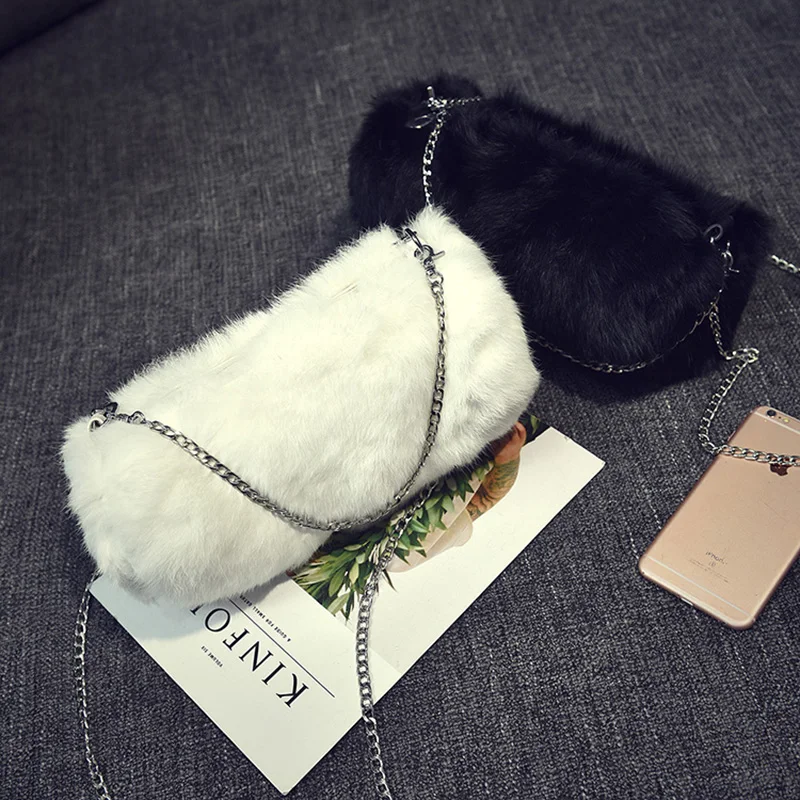 Женские сумки из кроличьей шерсти Роскошные брендовые дизайнерские на плечо с